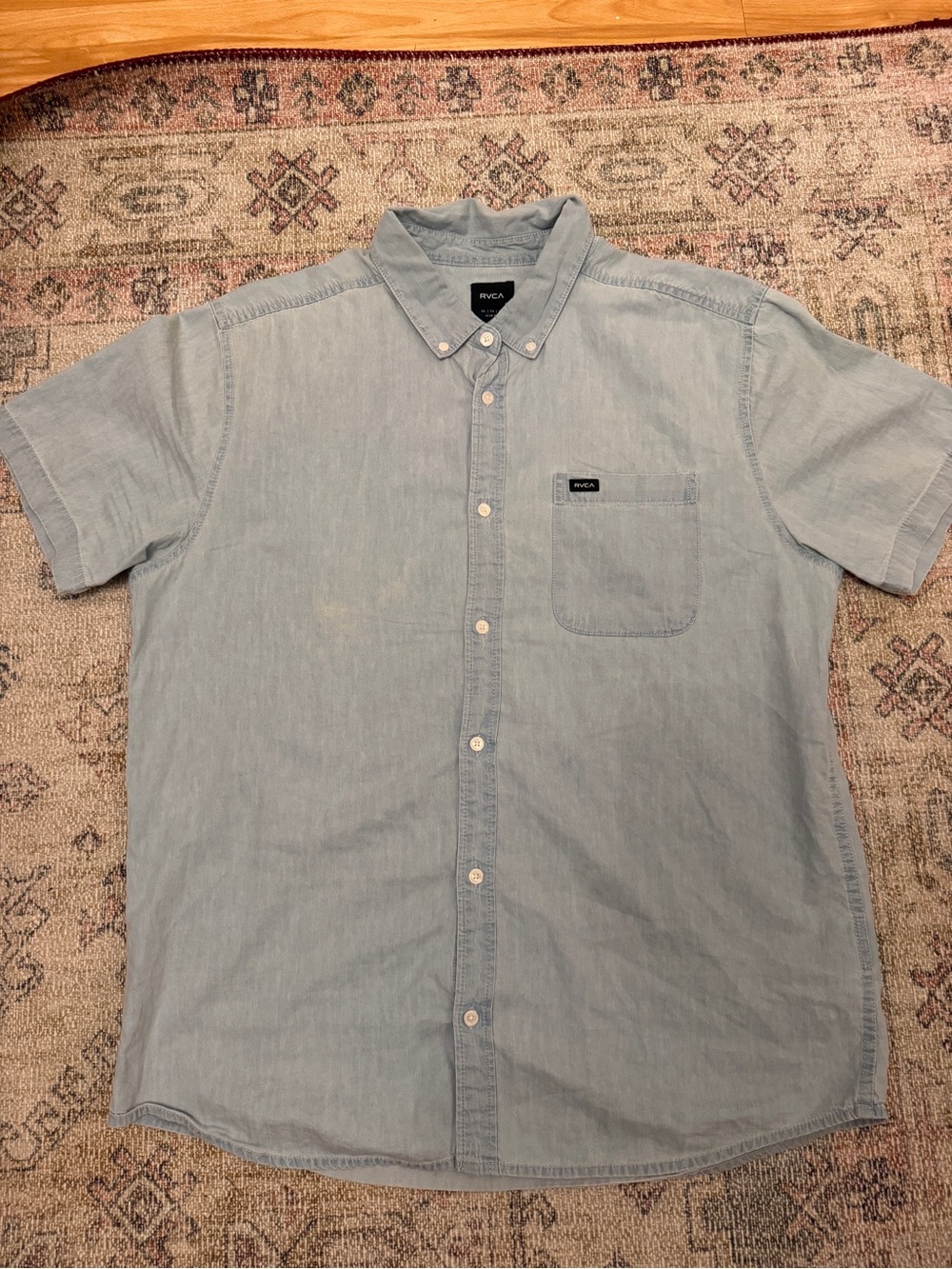 RVCA Pale Blue Short-Sleeve Button-Down Shirt